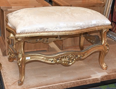 Lot 1142 - A Louis XV Style Gilt Framed Stool, the shaped...