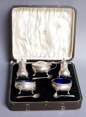 Lot 216 - A George V Silver Condiment-Set, Docker and...