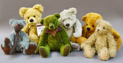 Lot 299 - Six Modern Teddy Bears, including Helmsley...