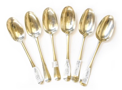 Lot 151 - Six Queen Anne and Later Silver Table-Spoons,...