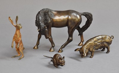 Lot 342 - Four Modern Bronze Animals, including a Horse,...