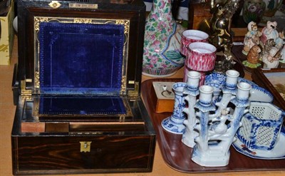 Lot 35 - Coromandel wood writing box and a quantity of china and glass