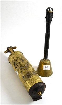 Lot 39 - Vintage stun gun and brass fire extinguisher