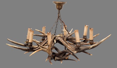 Lot 1245 - Antler Furniture: A Deer Antler Mounted...