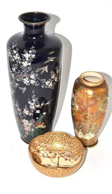 Lot 45 - Cloisonne vase, Satsuma vase and bowl