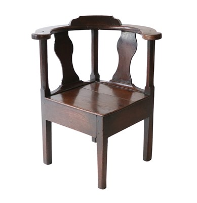 Lot 608 - A George III Joined Oak Corner Armchair, 3rd...