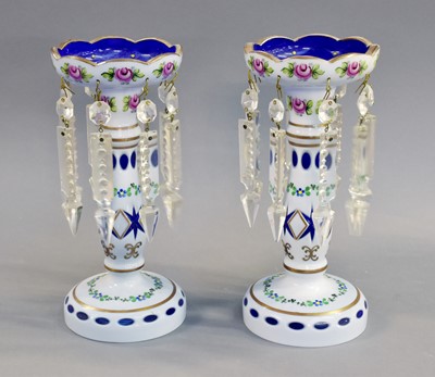 Lot 326 - A Pair of Bohemian Overlay Glass Table Lustres,...