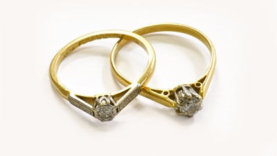 Lot 153 - An 18 Carat Gold Diamond Solitaire Ring,...