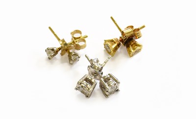 Lot 183 - A Pair of 18 Carat Gold Solitaire Earrings,...