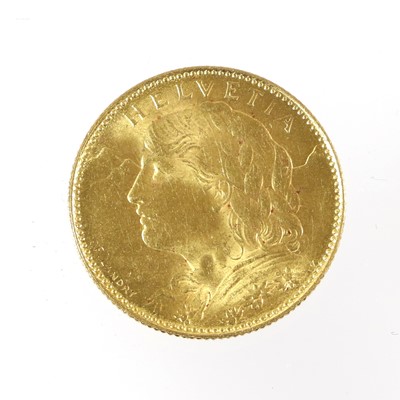 Lot 406 - Switzerland, Gold 10 Francs 1922B (19mm, 3.22g,...