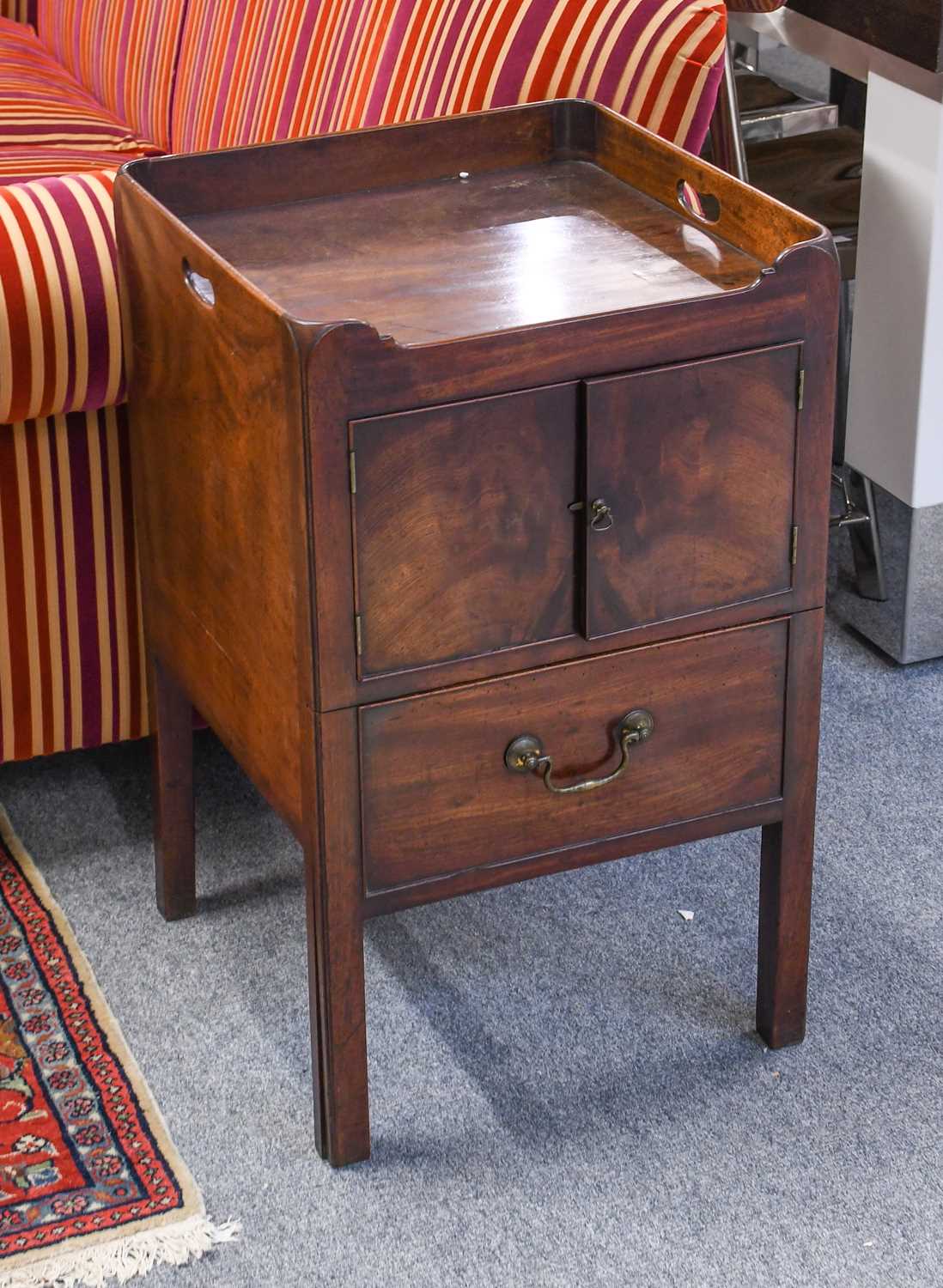 Lot 1232 - A George III Mahogany Tray Top Commode,