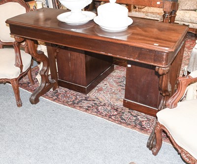 Lot 1239 - A Gothic Style Mahogany Console Table, raised...