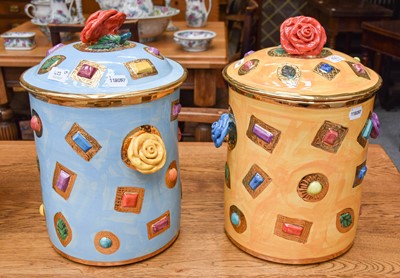 Lot 423 - A Pair of Mary Rose Young Breadbins, one blue...