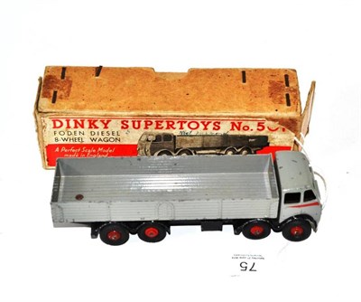 Lot 75 - A boxed Dinky Supertoys Foden diesel 8-wheel wagon no.501, 1st cab type, with light grey cab...