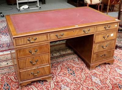 Lot 1286 - A Mahogany Leather-Inset Twin Pedestal Desk,...