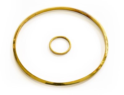 Lot 206 - A 22 Carat Gold Band Ring, finger size I1/2;...