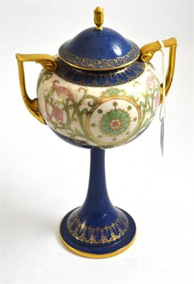 Lot 82 - A Royal Worcester pedestal vase and cover (a.f.)