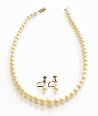 Lot 192 - A Cultured Pearl Necklace, knotted to a clasp...