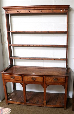 Lot 1323 - An Oak Dresser and Rack, 18th century, of...