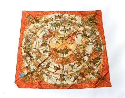 Lot 2230 - Hermés Silk Scarf Les Amazones, worked within...