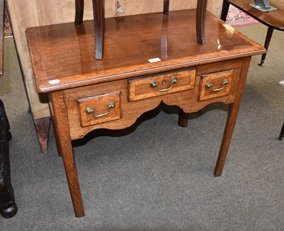 Lot 1348 - An Oak Three Drawer Lowboy, 18th century,...