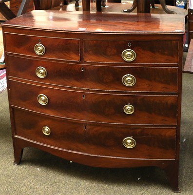 Lot 1357 - A George IV Figured Mahogany Bow Fronted Chest...