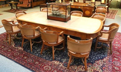 Lot 1269 - A Walnut Leather Inset Boardroom Table, 1st...