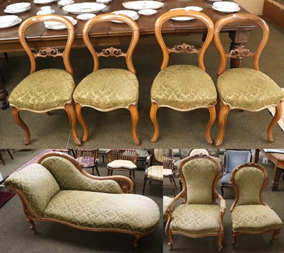 Lot 1369 - A Victorian Walnut Seven Part Salon Suite,...