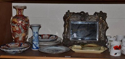 Lot 89 - Quantity of assorted ceramics and an Art Nouveau mirror