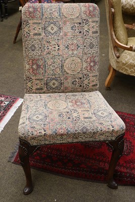 Lot 1376 - A Queen Anne Walnut Upholstered Side Chair,...