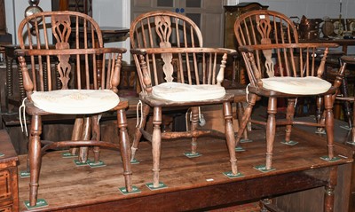 Lot 1410 - Three Ash and Elm Windsor Armchairs, mid 19th...