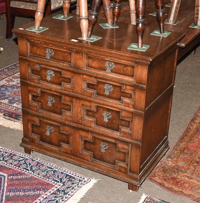 Lot 1412 - A 17th Century Style Oak Geometric Fronted...