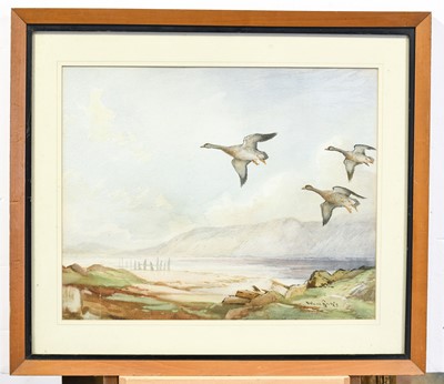 Lot 1011 - Reuben Ward Binks (1880-1950) Geese in flight...