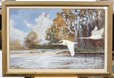 Lot 1011 - Reuben Ward Binks (1880-1950) Geese in flight...