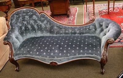 Lot 1383 - A Victorian Carved Mahogany Chaise Longue,...