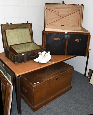 Lot 1251 - A Pine Blanket Box, A Domed Linen/Steamer...