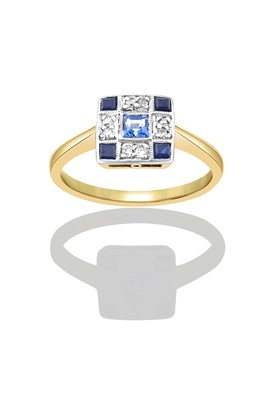 Lot 2387 - A Synthetic Sapphire and Diamond Cluster Ring...