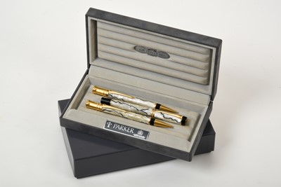 Lot 2080 - A Parker Duofold Fountain-Pen, Rollerball-Pen and Mechanical Pencil
