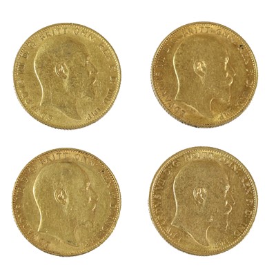Lot 270 - 4 x Edward VII, Sovereigns 1902P, 1903, 1906S...