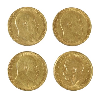 Lot 274 - 4 x Sovereigns, comprising 3 x Edward VII 1908,...