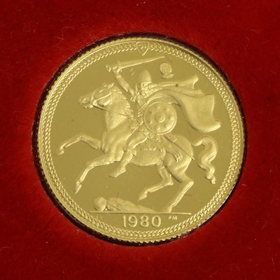 Lot 390 - Isle of Man, Proof Half Sovereign 1980, obv....