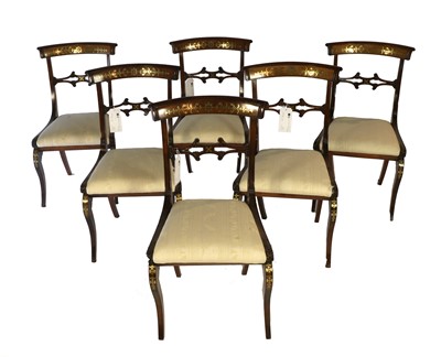 Lot 748 - A Set of Six Regency Rosewood and Brass-Inlaid...