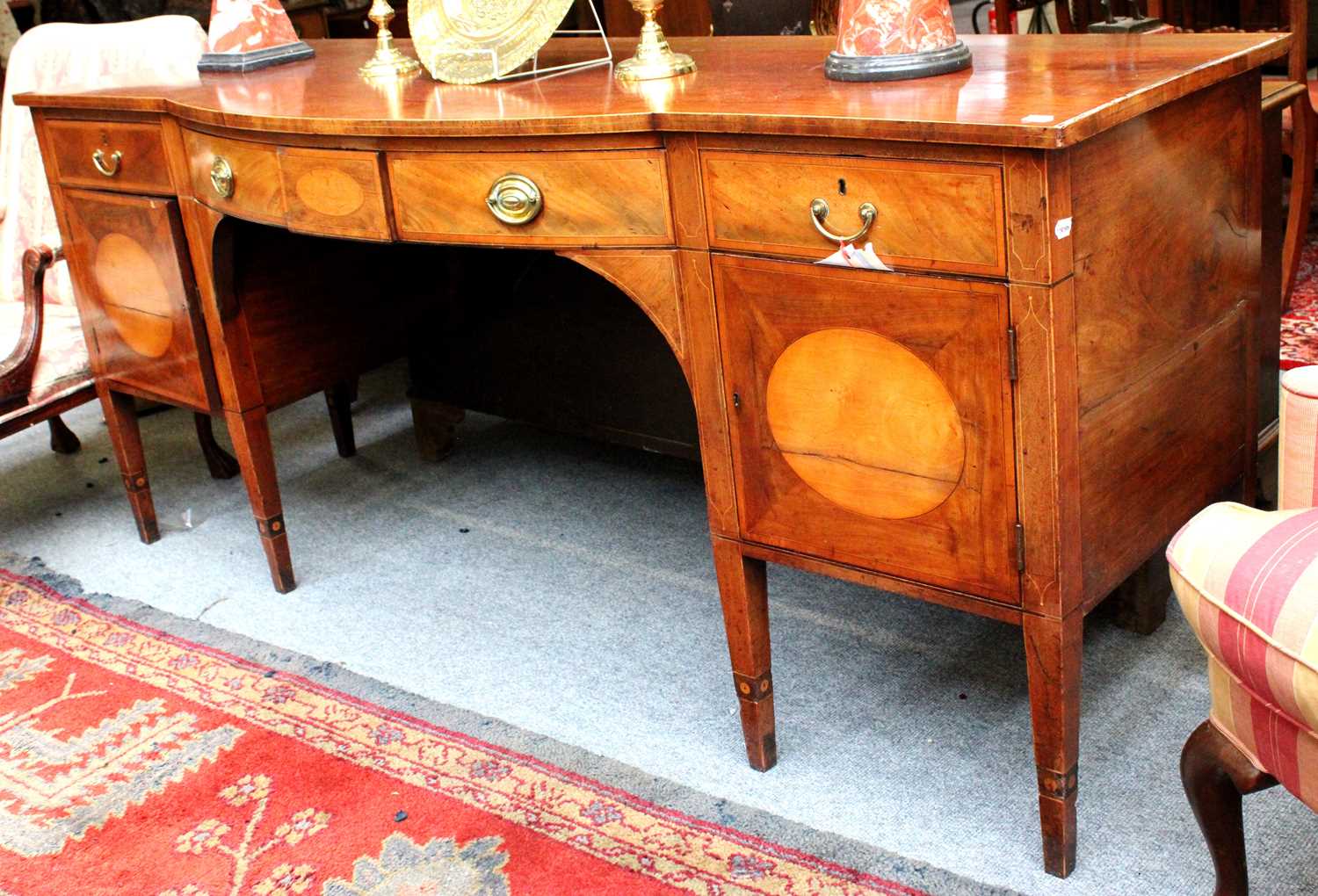 Lot 1292 - A George III Mahogany Inlaid Sideboard,