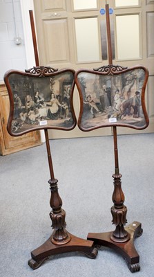 Lot 1225 - A Pair of William IV Mahogany Pole Screes, the...