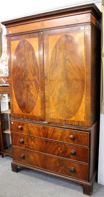 Lot 1204 - A George III Inlaid Mahogany Linen Press,...