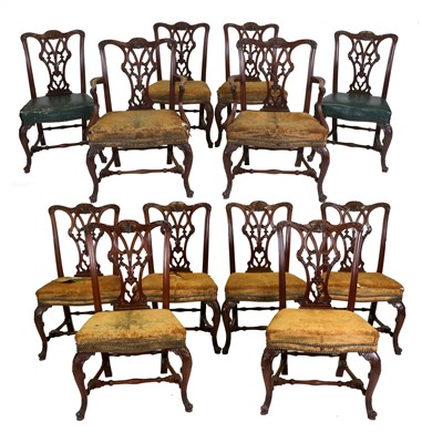 Lot 372 - A Set of Twelve (10+2) George III-Style Carved...