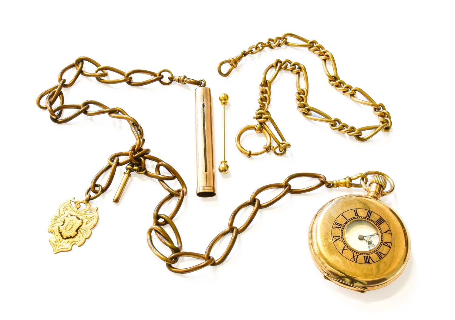 Lot 222 - A Gold Plated Half Hunter Pocket Watch, the...