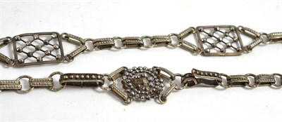 Lot 155 - A white metal fancy link belt