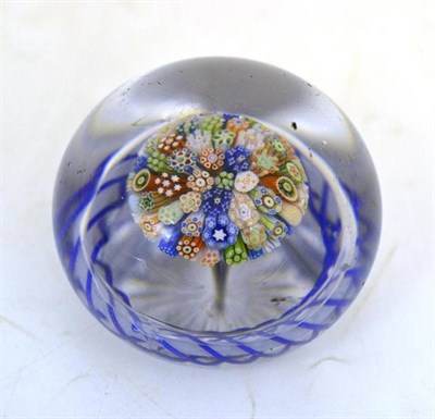 Lot 16 - A Baccarat Millefiori Mushroom Paperweight, circa 1850, with blue and white torsade, star-cut base