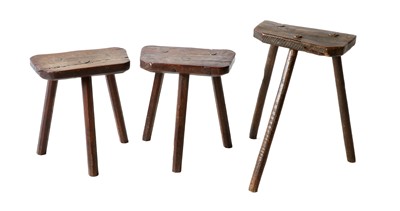 Lot 596 - Three 19th Century Oak Provincial Stools, of...